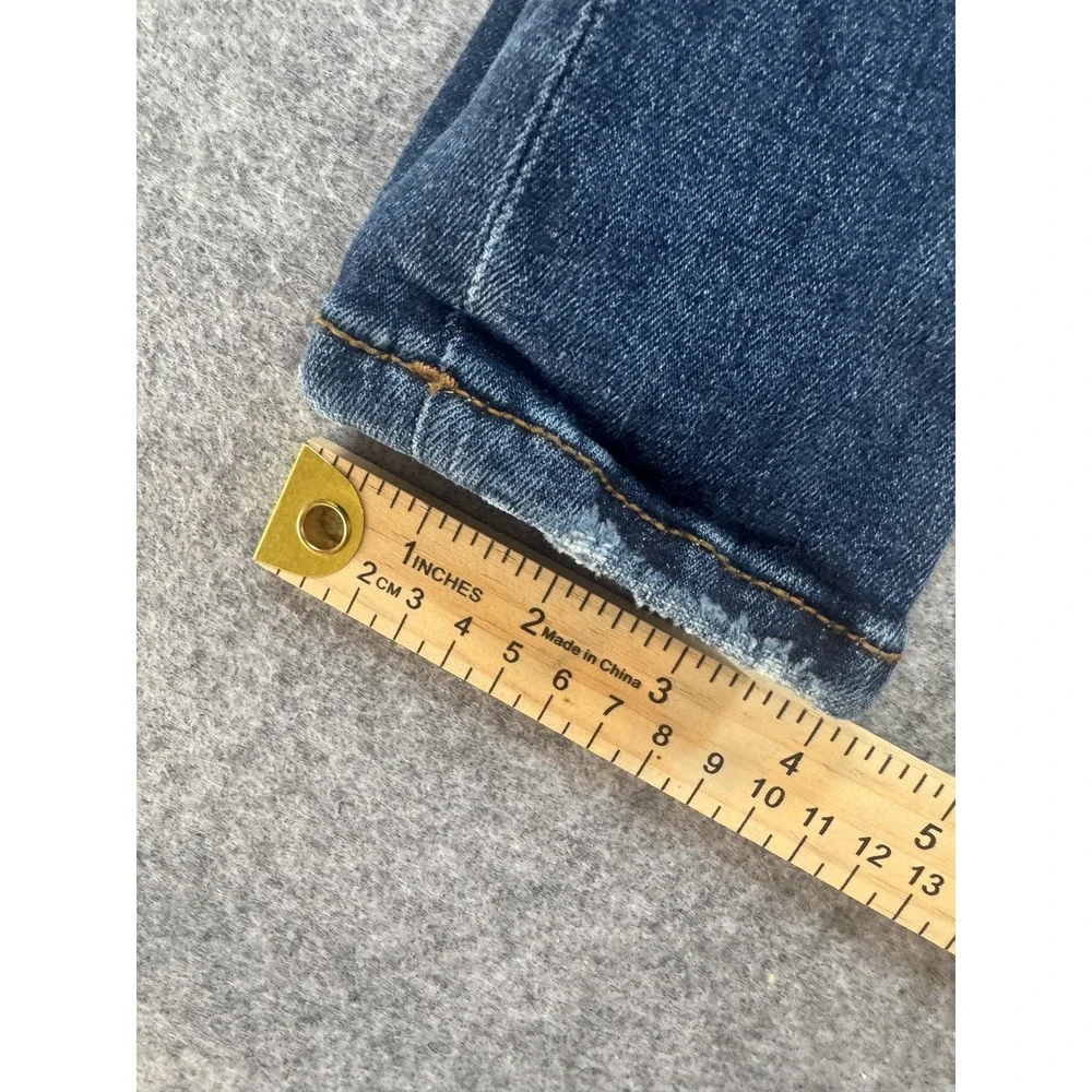 YoungLA Distressed Skinny Jeans 28 Blue Ripped Ankle Zip Denim
